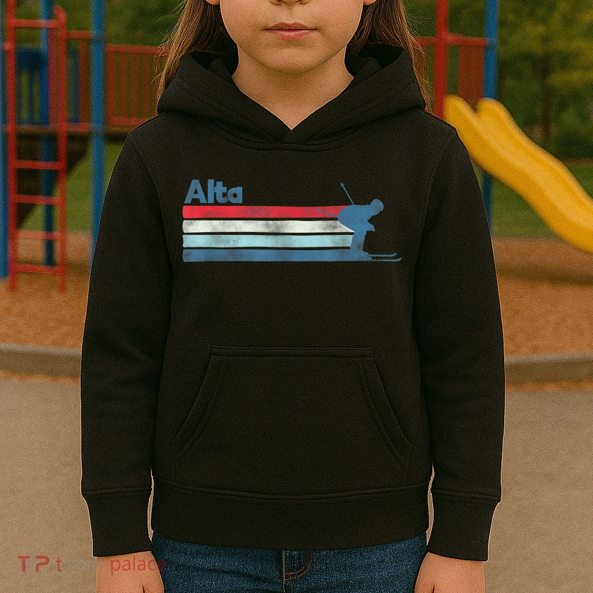 Alta Utah Retro Ski Kids Hoodie