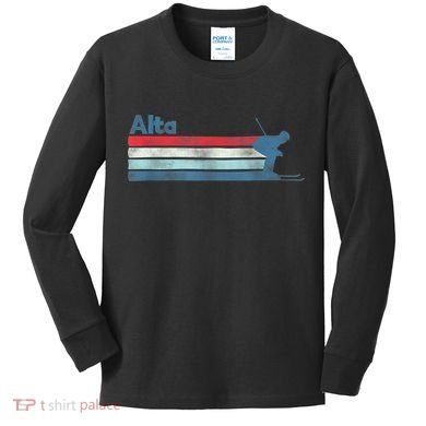Alta Utah Retro Ski Kids Long Sleeve Shirt