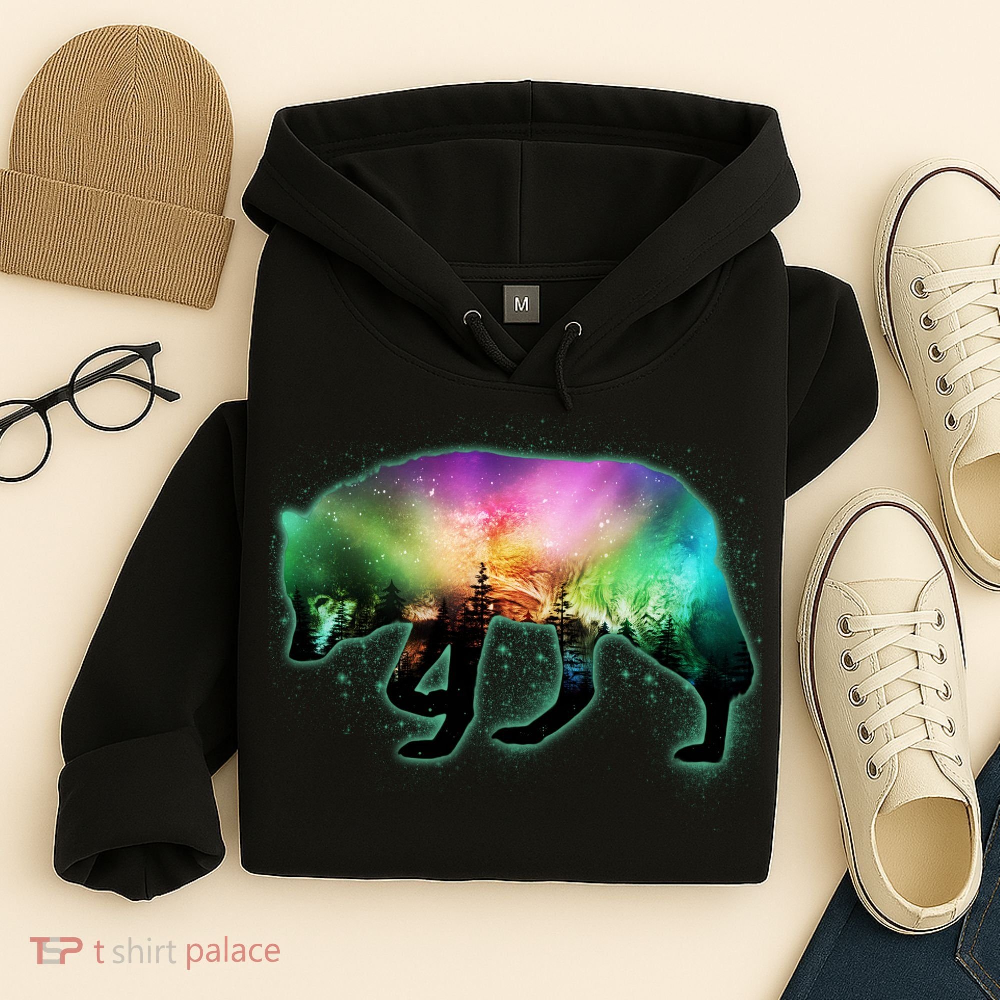 Aurora Borealis Wolf Wilderness Hoodie