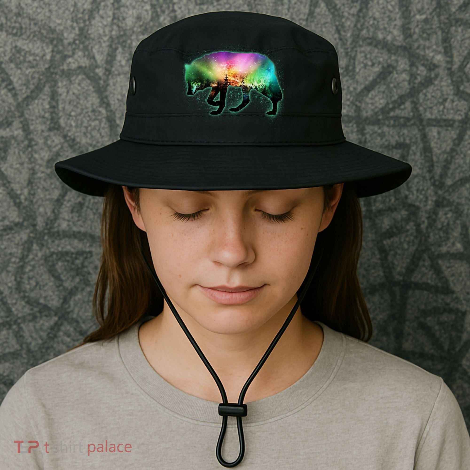 Aurora Borealis Wolf Wilderness Bucket Hat