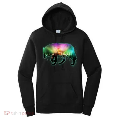 Aurora Borealis Wolf Wilderness Women's Hoodie