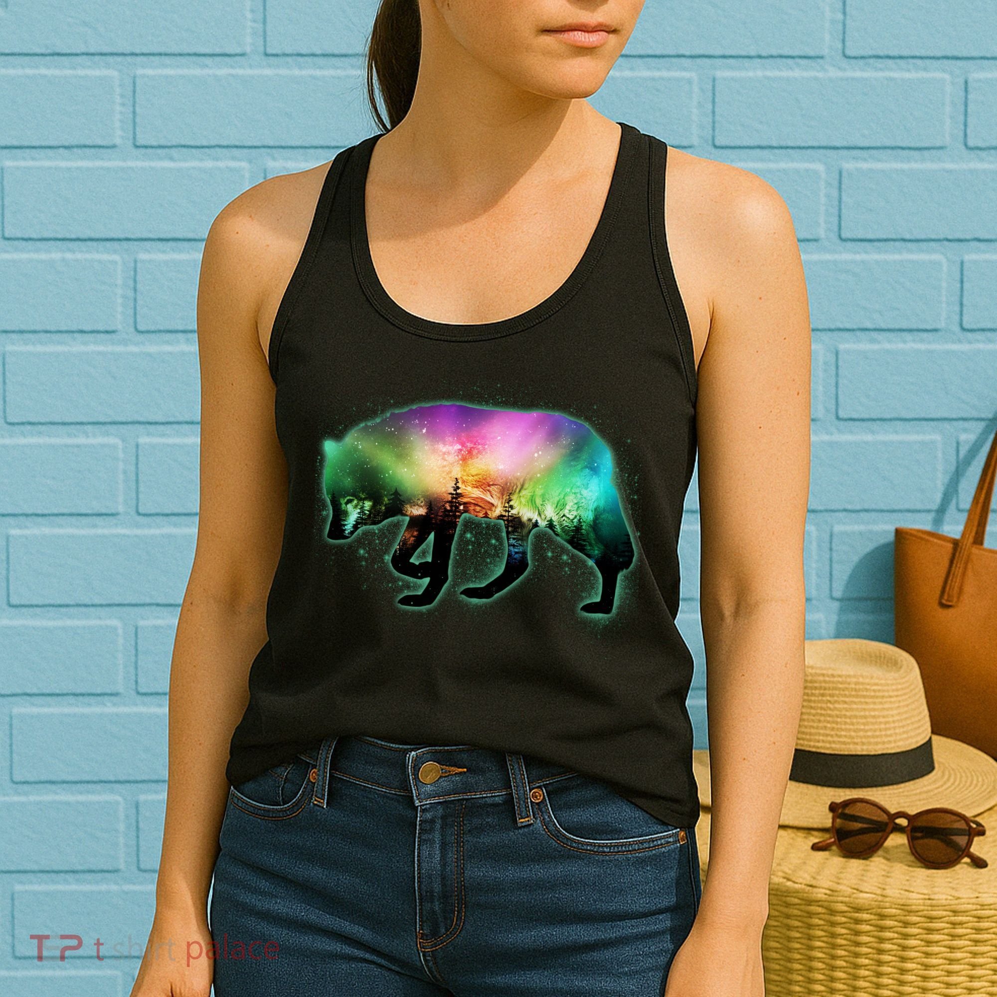 Aurora Borealis Wolf Wilderness Women's Tank Top