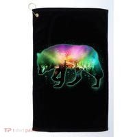Aurora Borealis Wolf Wilderness Golf Towel thumb 0