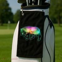 Aurora Borealis Wolf Wilderness Golf Towel thumb 2