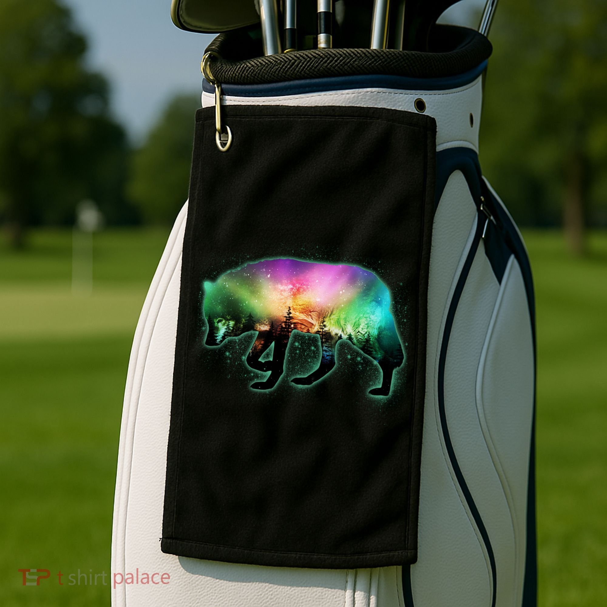 Aurora Borealis Wolf Wilderness Golf Towel