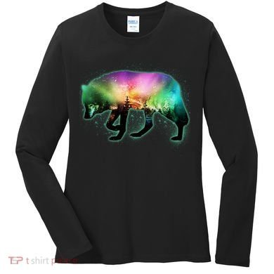 Aurora Borealis Wolf Wilderness Women's Long Sleeve Shirt
