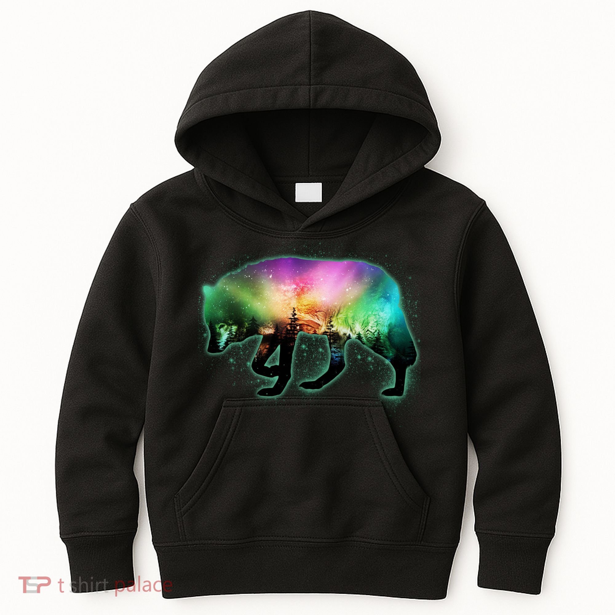 Aurora Borealis Wolf Wilderness Kids Hoodie
