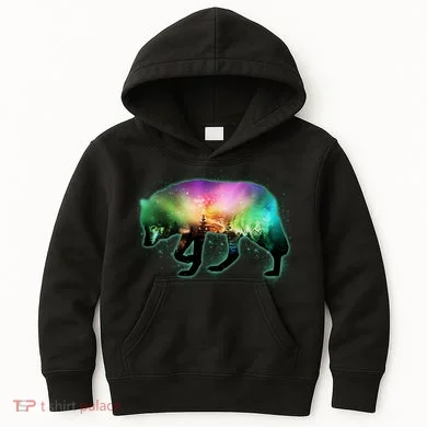 Aurora Borealis Wolf Wilderness Kids Hoodie