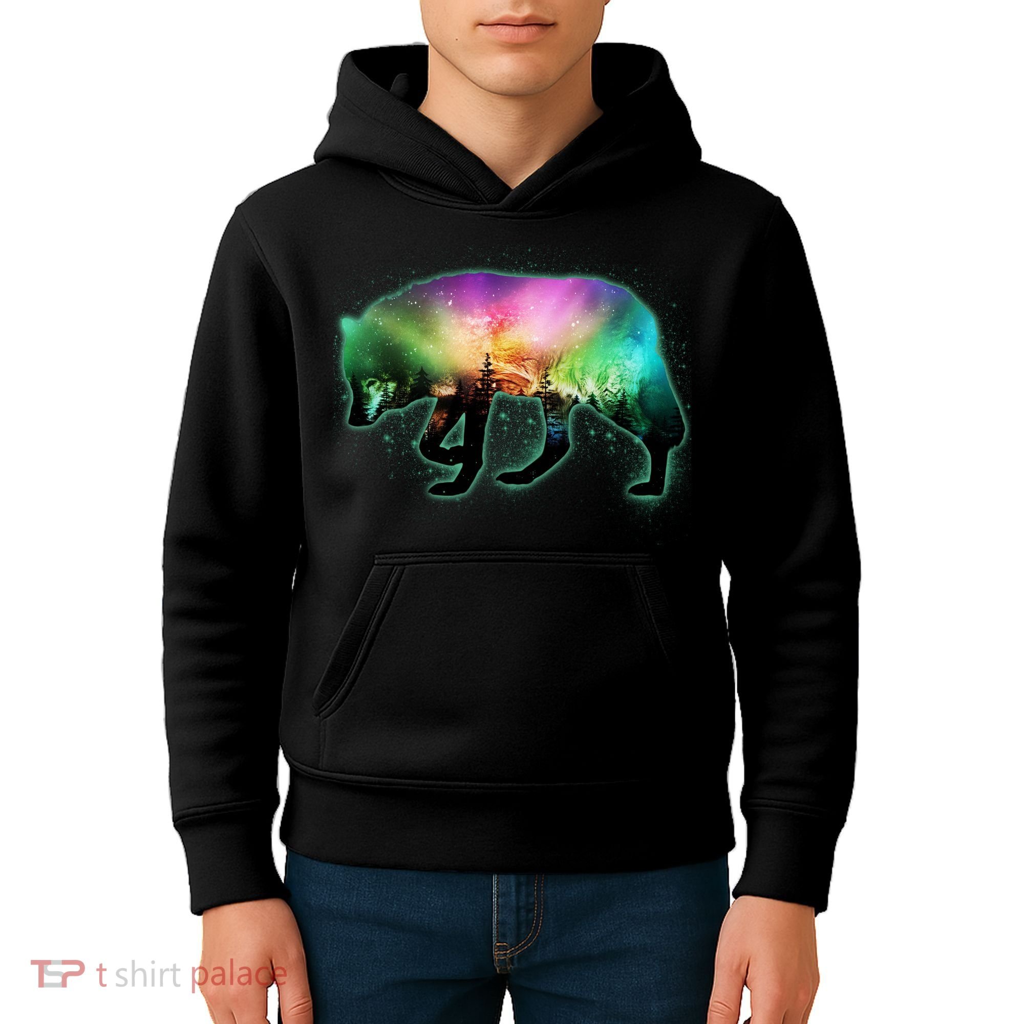 Aurora Borealis Wolf Wilderness Kids Hoodie