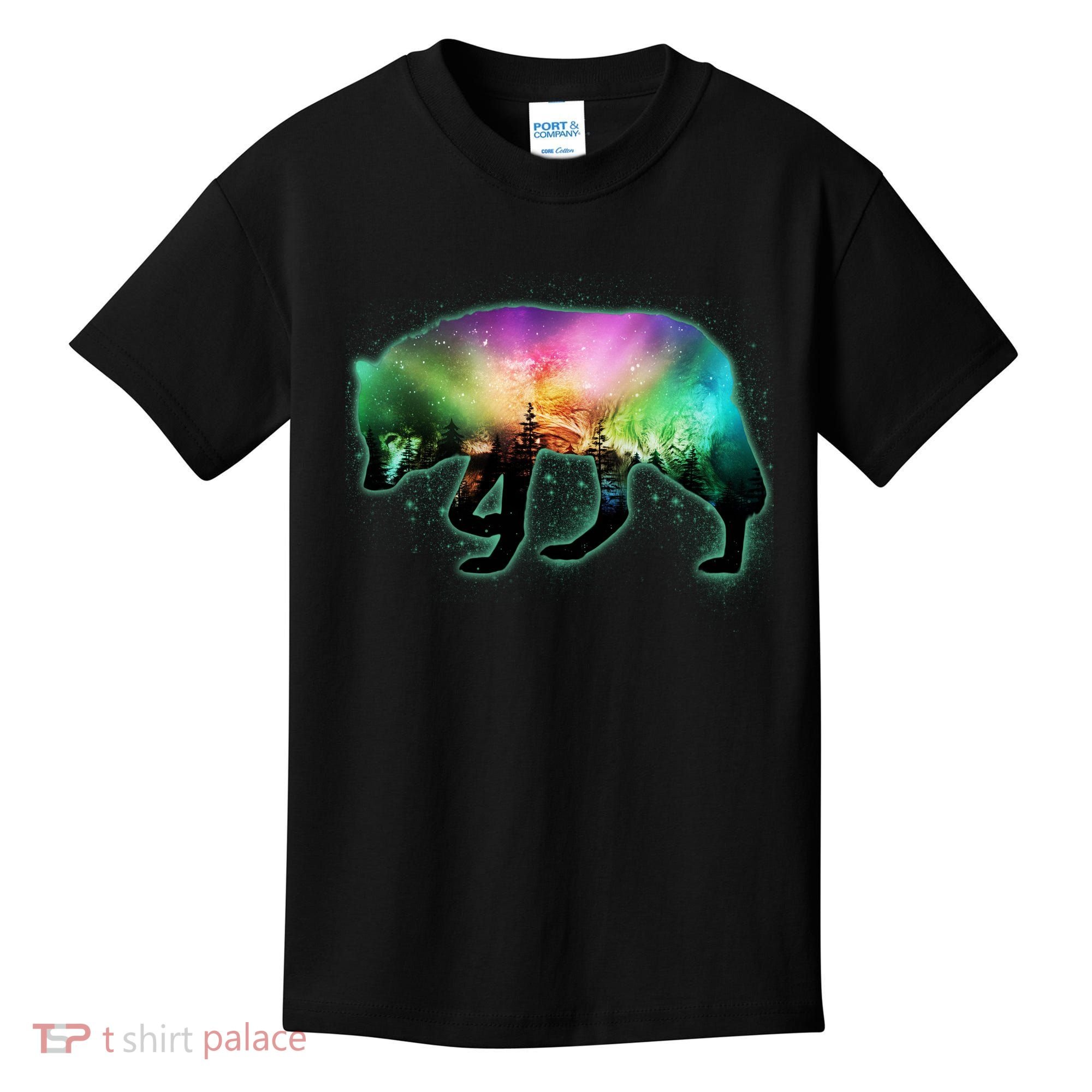 Aurora Borealis Wolf Wilderness Kids T-Shirt