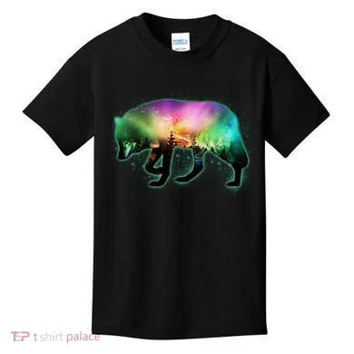 Aurora Borealis Wolf Wilderness Kids T-Shirt