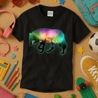 Aurora Borealis Wolf Wilderness Kids T-Shirt thumb 3