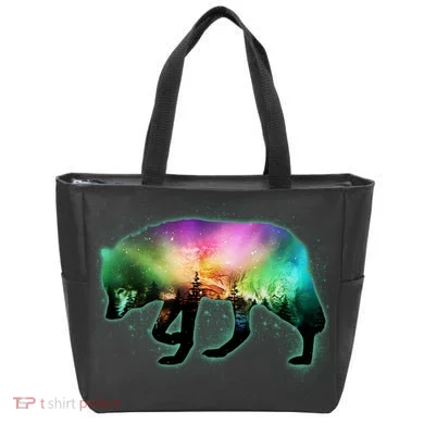 Aurora Borealis Wolf Wilderness Tote Bag