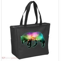Aurora Borealis Wolf Wilderness Tote Bag thumb 2