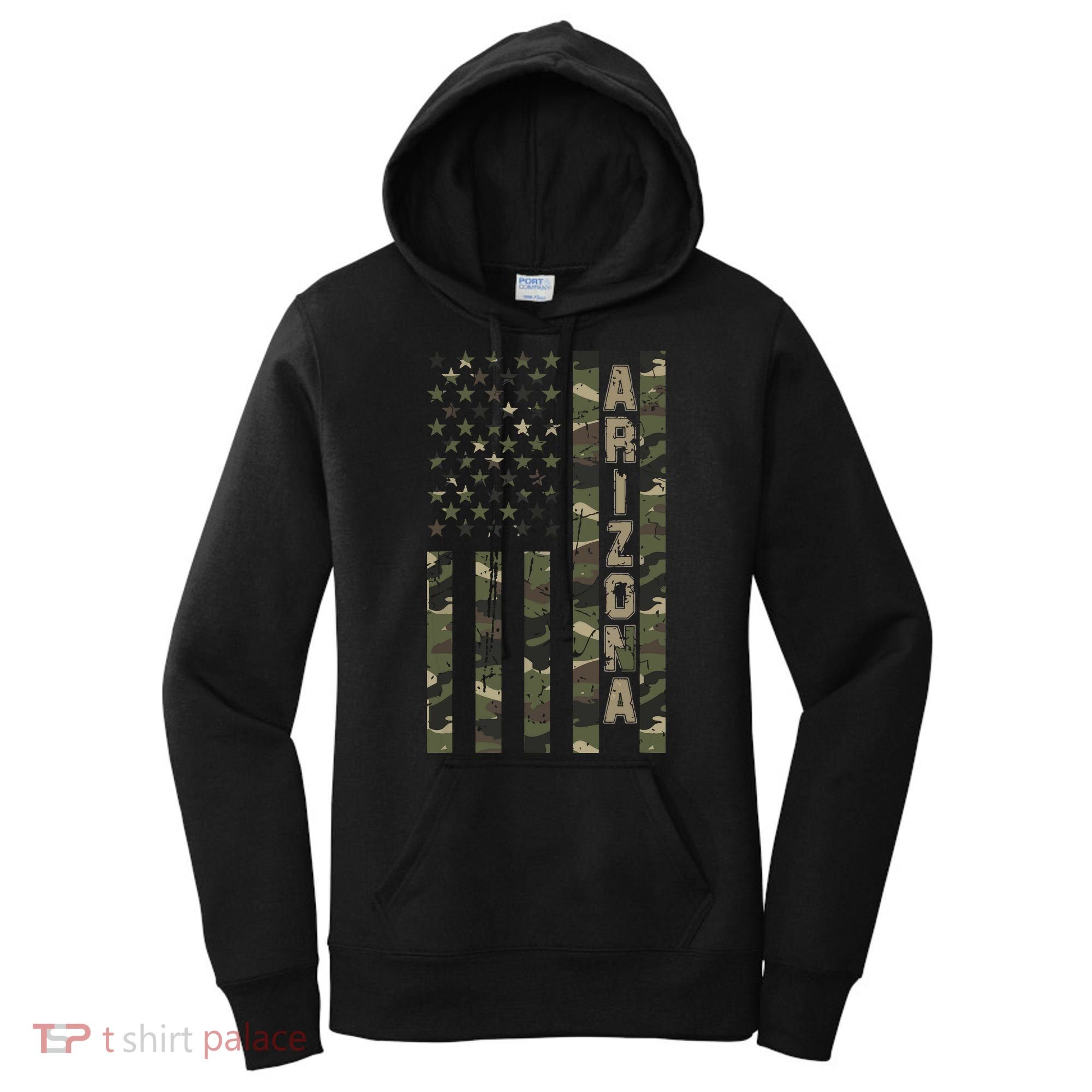 Arizona United States Distressed Camo W Us Flag Women's Hoodie