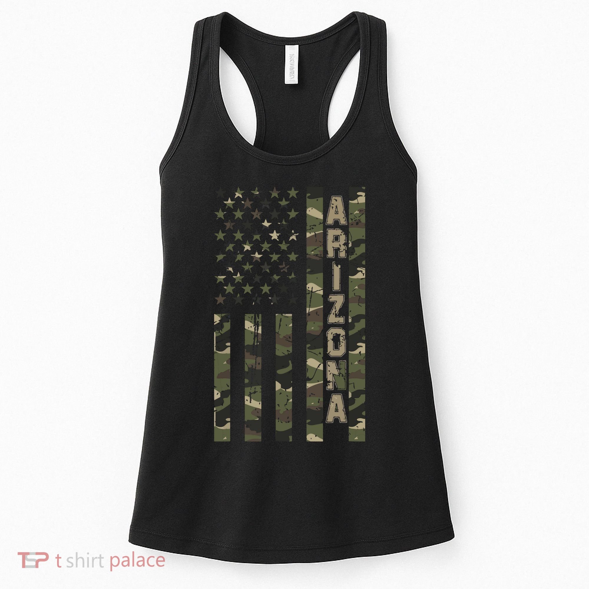 Arizona United States Distressed Camo W Us Flag Women's Tank Top