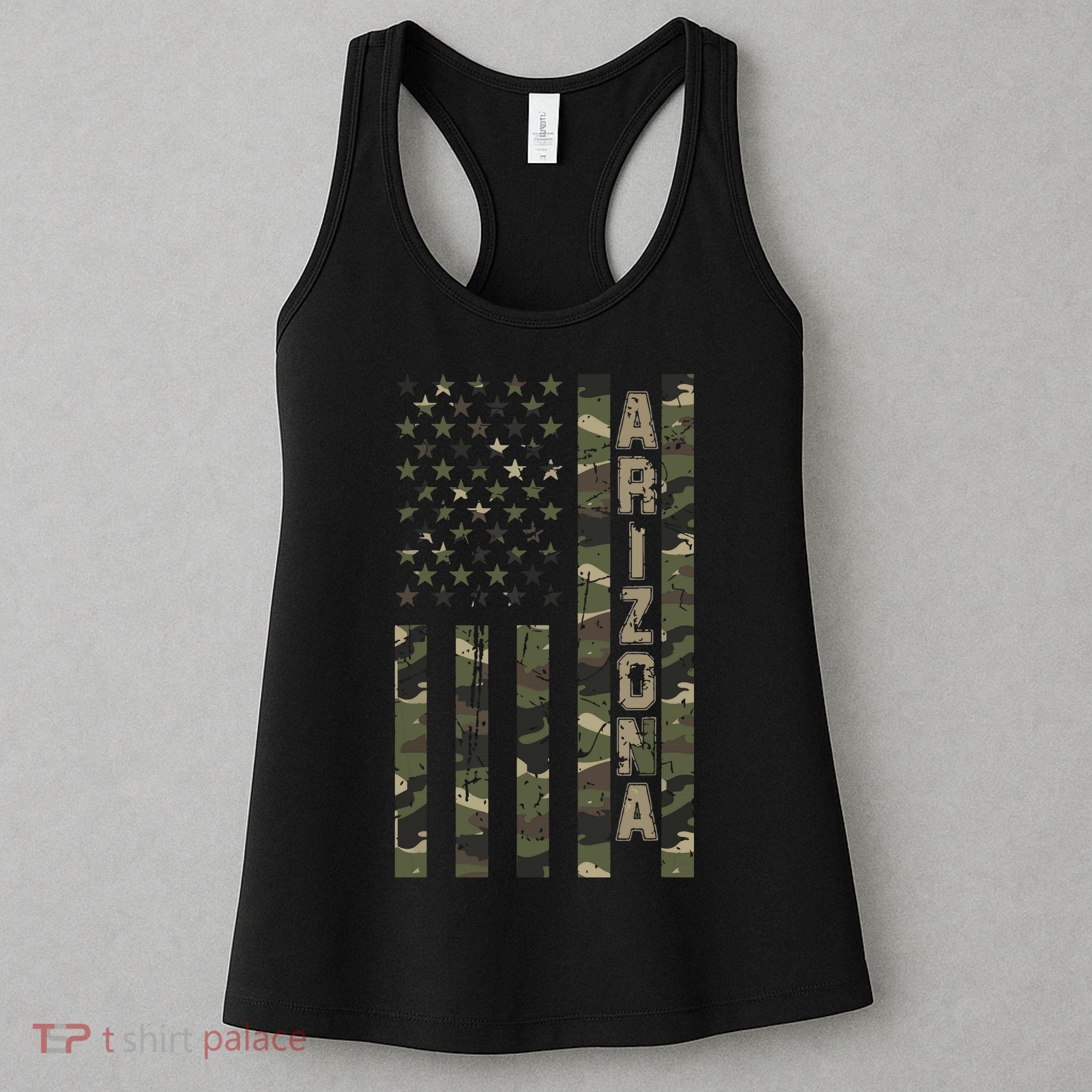 Arizona United States Distressed Camo W Us Flag Women's Tank Top
