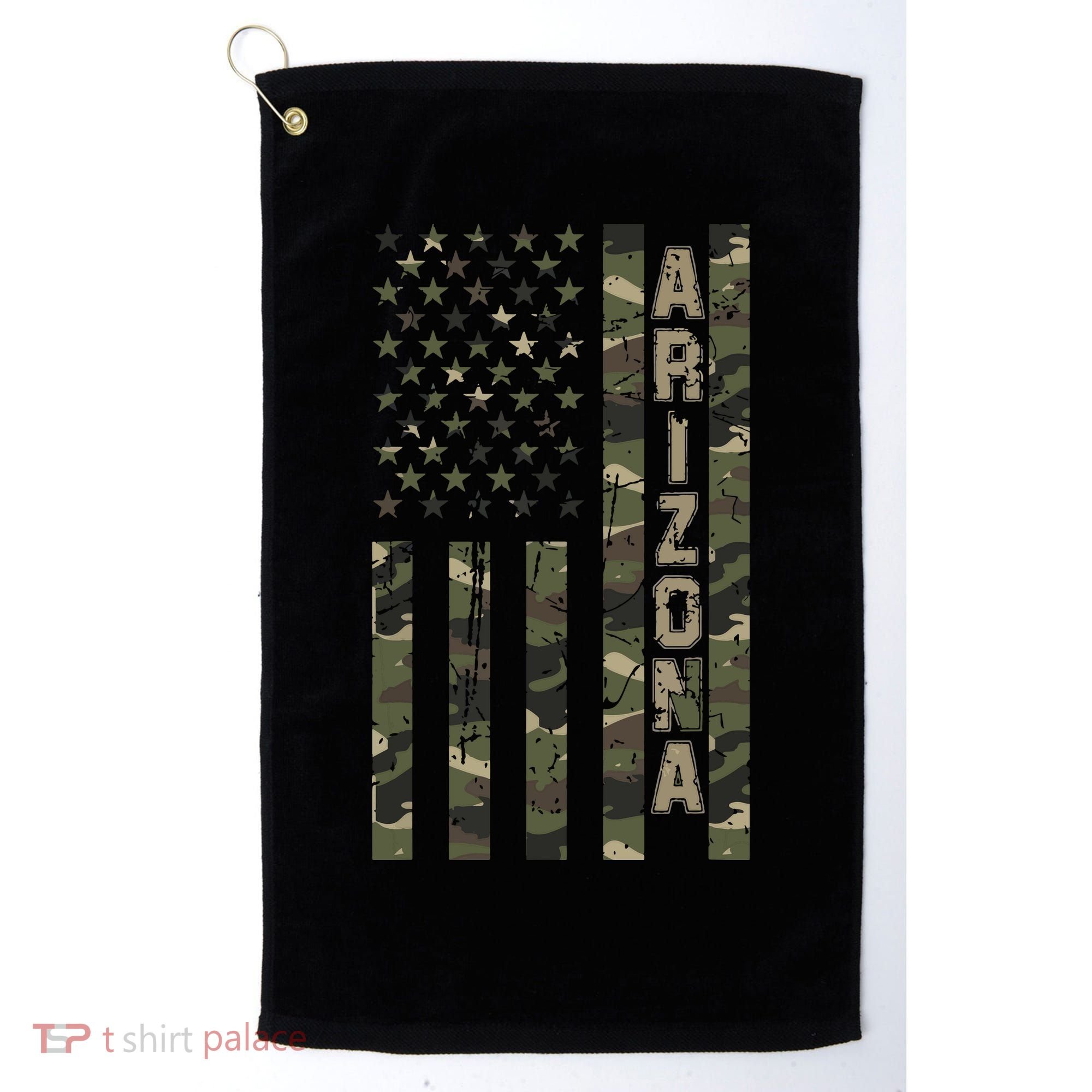 Arizona United States Distressed Camo W Us Flag Golf Towel