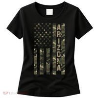 Arizona United States Distressed Camo W Us Flag Women's T-Shirt thumb 0