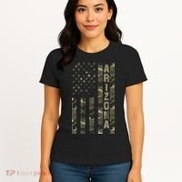 Arizona United States Distressed Camo W Us Flag Women's T-Shirt thumb 4
