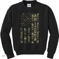 Arizona United States Distressed Camo W Us Flag Kids Sweatshirt thumb 0