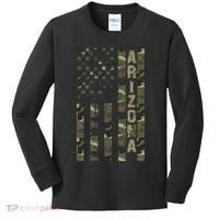 Arizona United States Distressed Camo W Us Flag Kids Long Sleeve Shirt thumb 0
