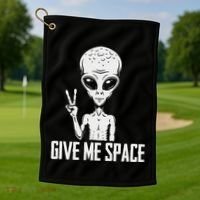 Alien Ufo Space Ship Extraterrestrial Give Me Space Golf Towel thumb 1