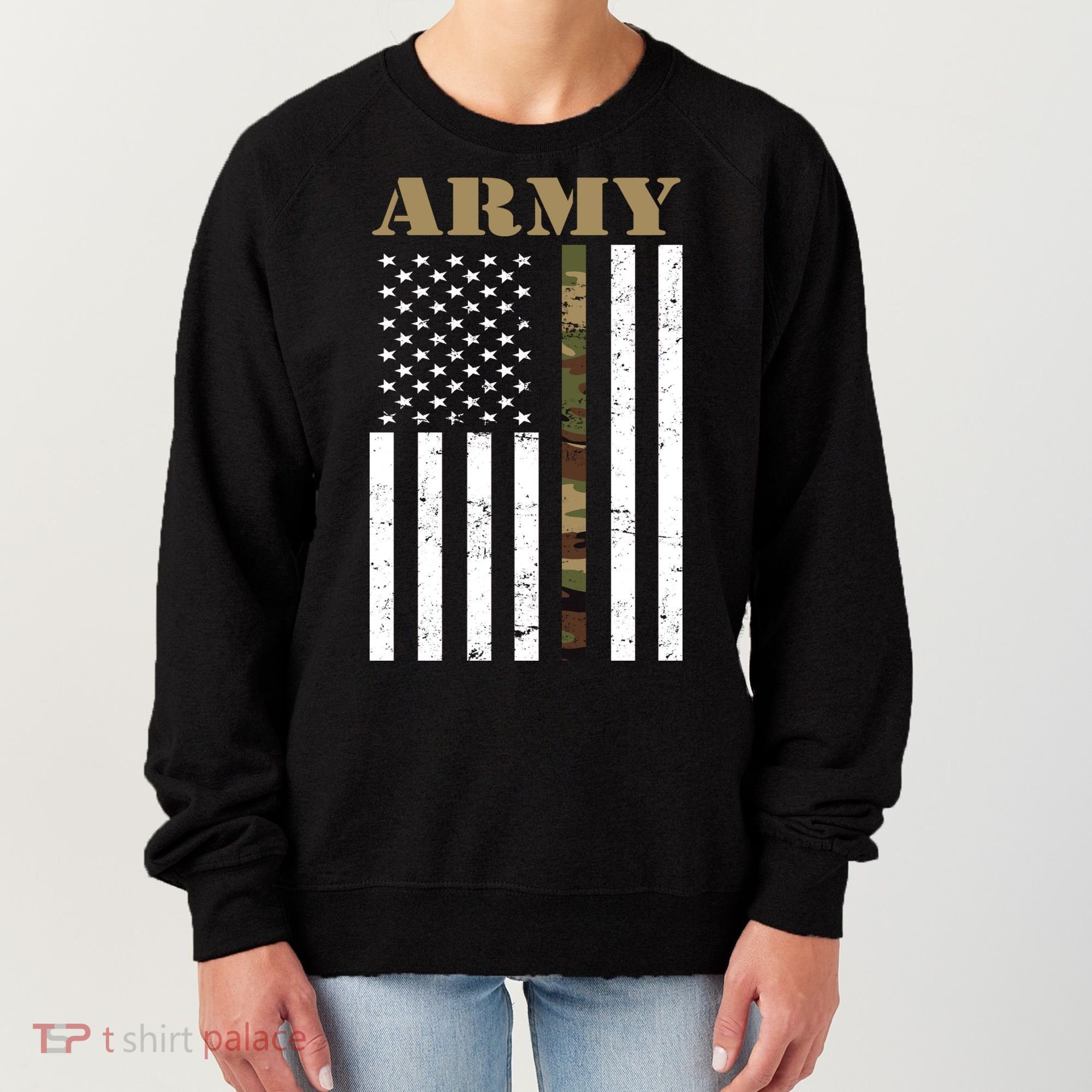 Army United States Thin Camo Line Flag Front And Back Women's Sweatshirt