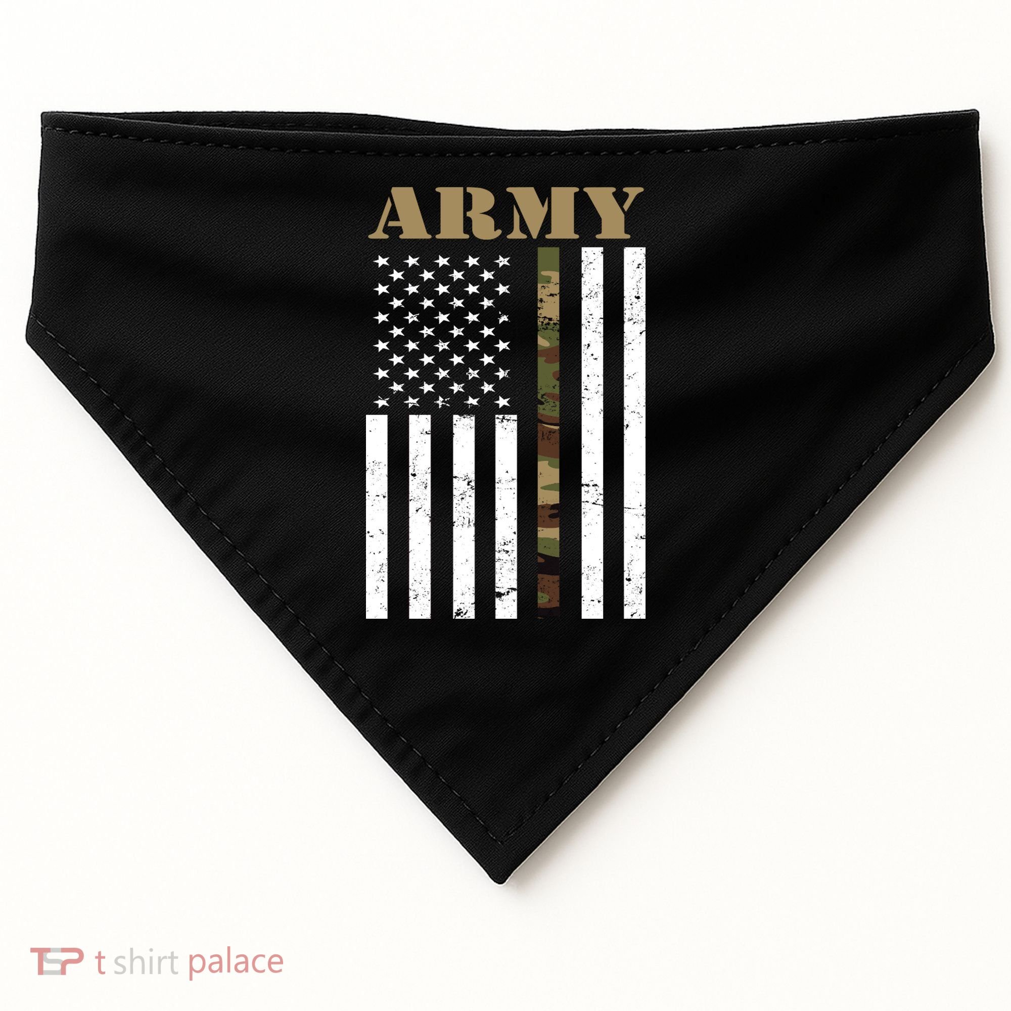 Army United States Thin Camo Line Flag Front And Back USA-Made Doggie Bandana