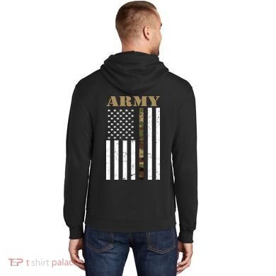Army United States Thin Camo Line Flag Front And Back Hoodie back