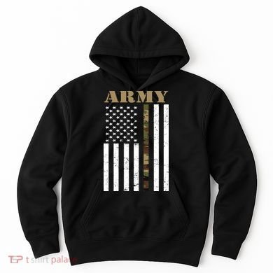 Army United States Thin Camo Line Flag Front And Back Hoodie