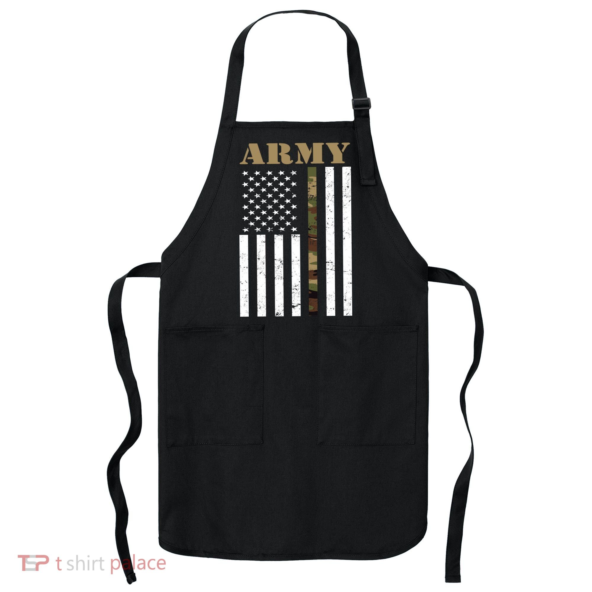 Army United States Thin Camo Line Flag Front And Back Apron