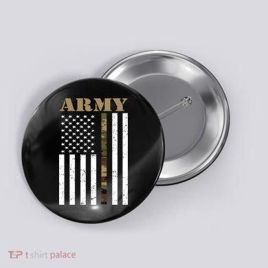 Army United States Thin Camo Line Flag Front And Back Button
