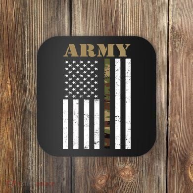 Army United States Thin Camo Line Flag Front And Back Coaster