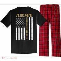 Army United States Thin Camo Line Flag Front And Back Pajama Set thumb 1