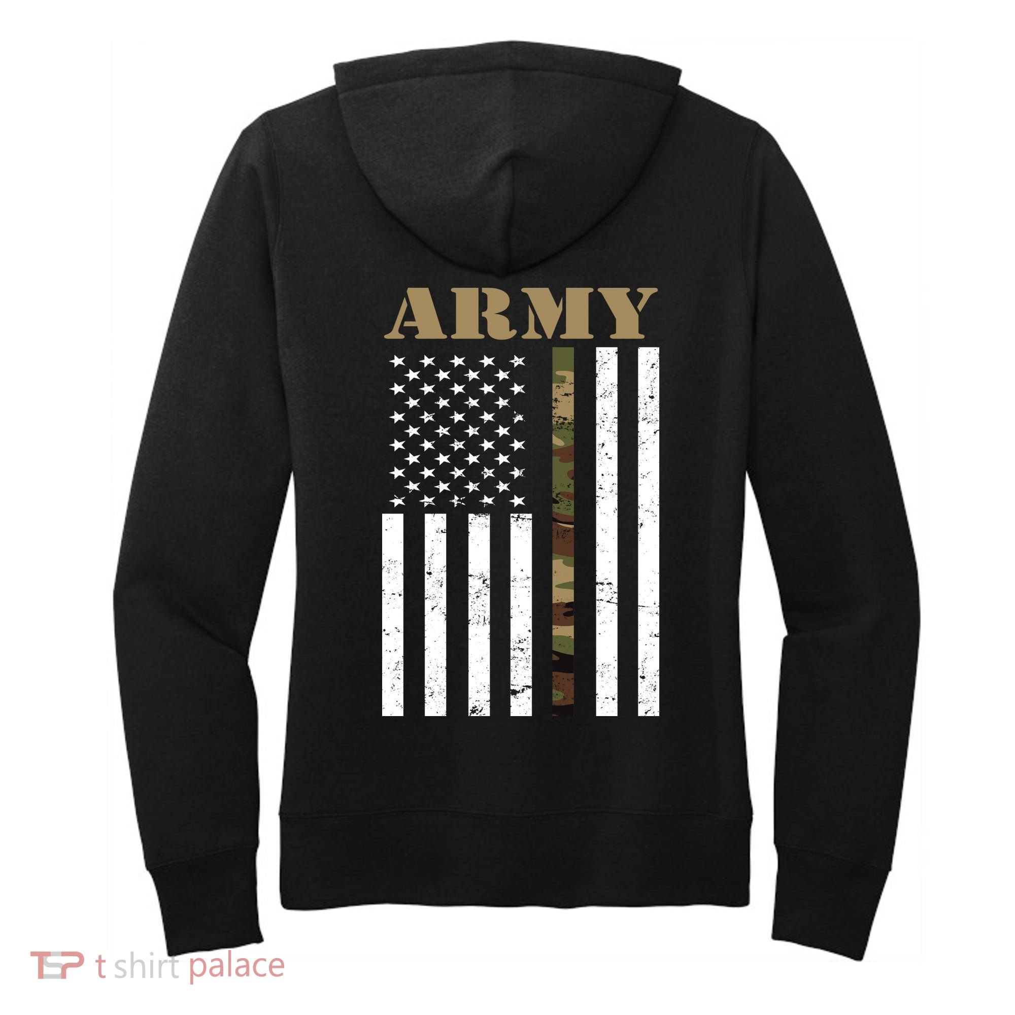Army United States Thin Camo Line Flag Front And Back Women's Hoodie