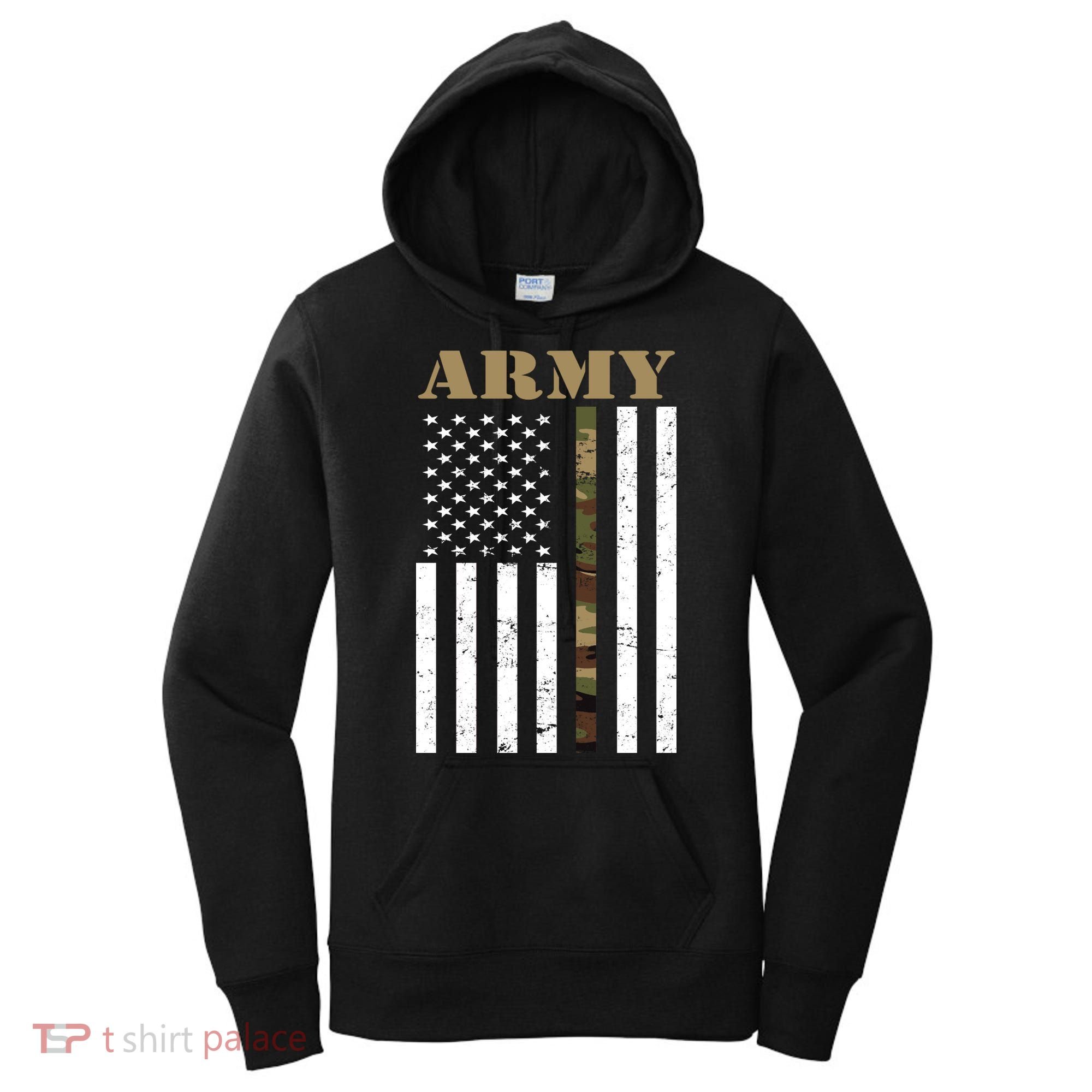 Army United States Thin Camo Line Flag Front And Back Women's Hoodie