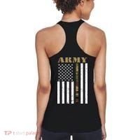 Army United States Thin Camo Line Flag Front And Back Women's Tank Top thumb 1