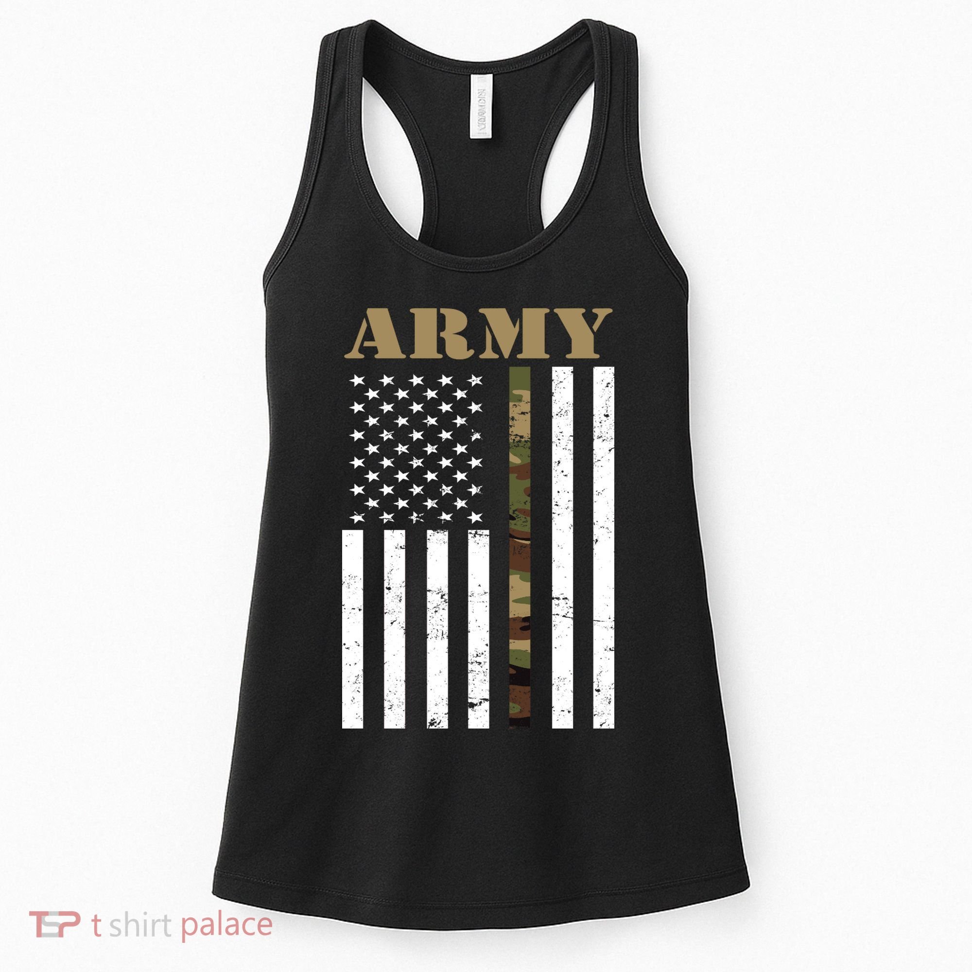 Army United States Thin Camo Line Flag Front And Back Women's Tank Top