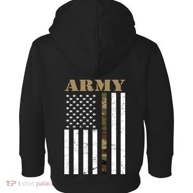 Army United States Thin Camo Line Flag Front And Back Toddler Hoodie back