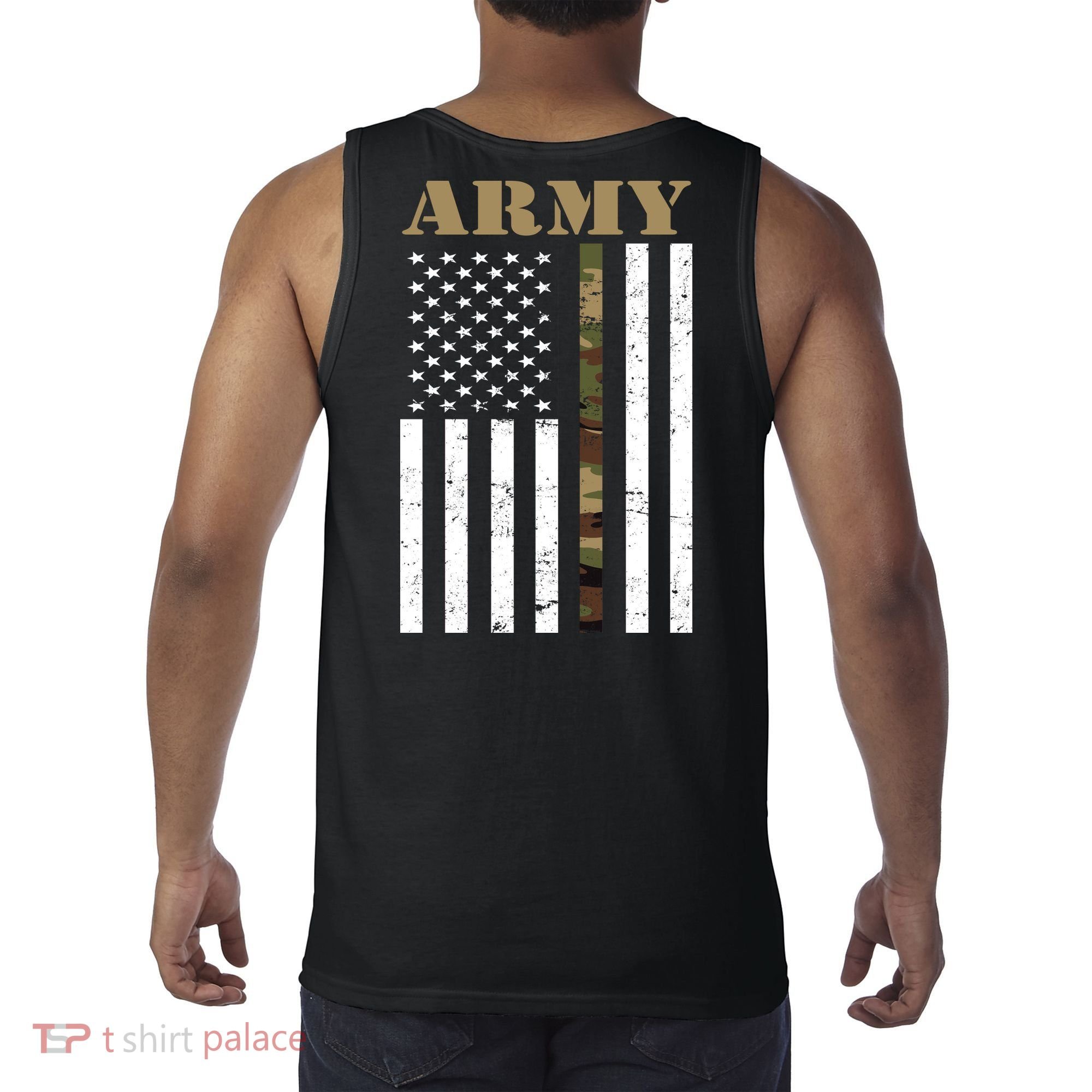 Army United States Thin Camo Line Flag Front And Back Tank Top