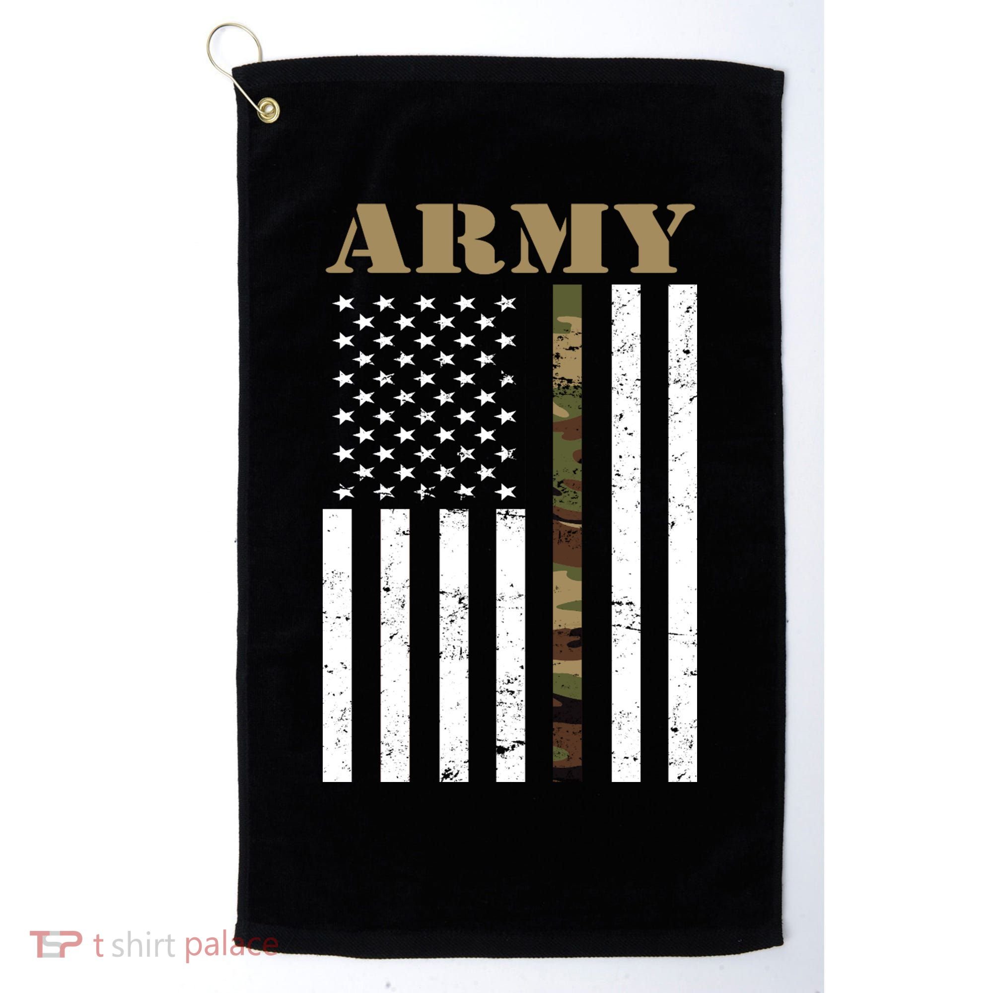 Army United States Thin Camo Line Flag Front And Back Golf Towel