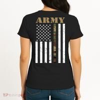 Army United States Thin Camo Line Flag Front And Back Women's T-Shirt thumb 1