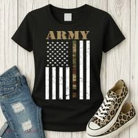 Army United States Thin Camo Line Flag Front And Back Women's T-Shirt thumb 3