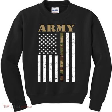 Army United States Thin Camo Line Flag Front And Back Kids Sweatshirt