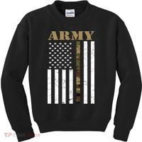 Army United States Thin Camo Line Flag Front And Back Kids Sweatshirt thumb 0