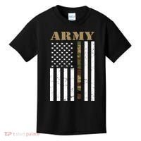 Army United States Thin Camo Line Flag Front And Back Kids T-Shirt thumb 0