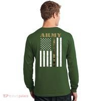 Army United States Thin Camo Line Flag Front And Back Long Sleeve Shirt thumb 1