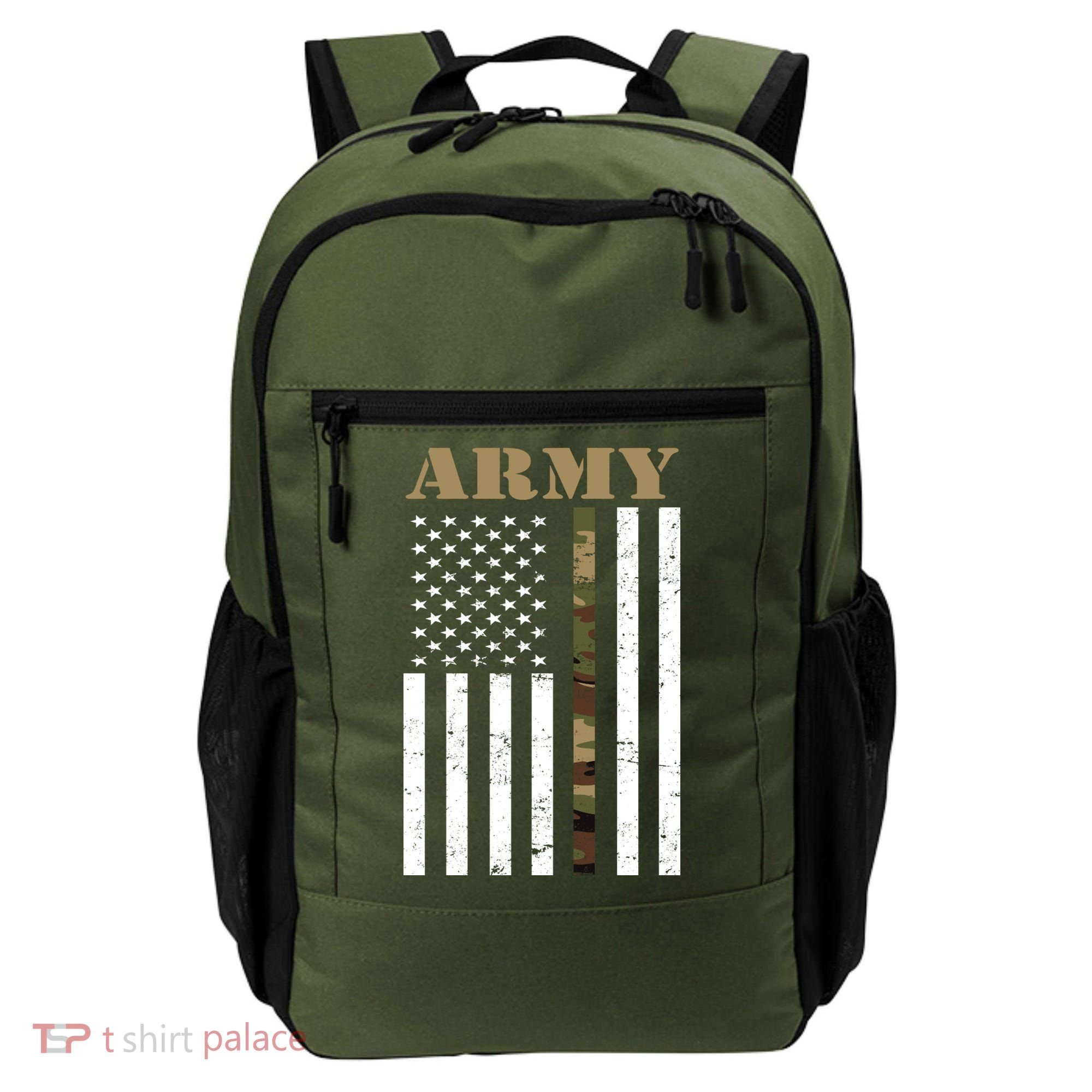 Army United States Thin Camo Line Flag Front And Back Backpack