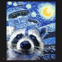 Alien Ufo Starry Night Racoon USA-Made Doggie Bandana thumb 2